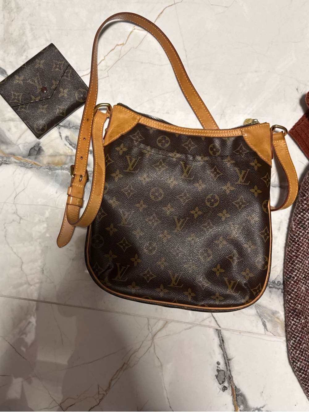 Louis Vuitton Monogram Canvas Shoulder Bag with Tan Trim
